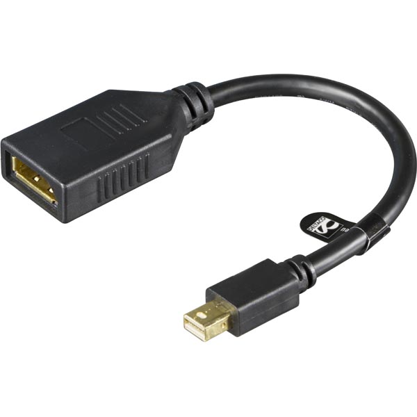 Deltaco Mini DisplayPort Male - DisplayPort Female, 0.2m, Black